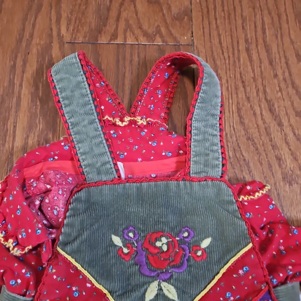 Vintage Carter's Girls Dress Size 4 Made In USA Floral Green Red